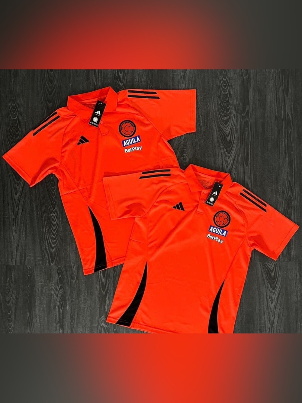 adidas men Orange Soccer Polo with Black Accents